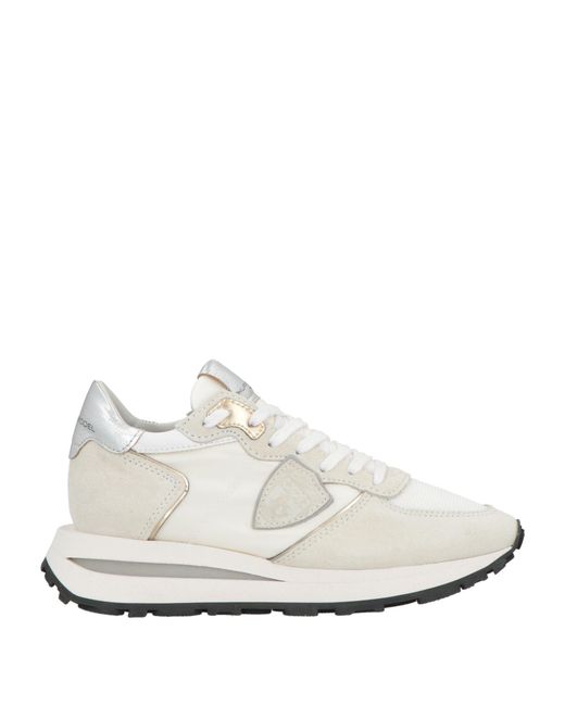 Philippe Model White Sneakers Leather, Textile Fibers