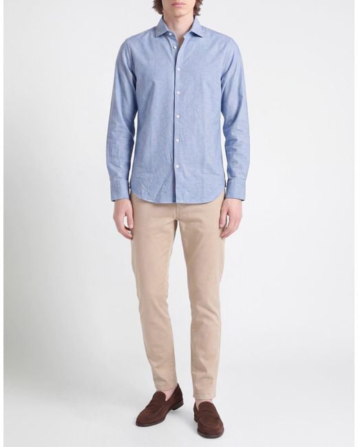 Manuel Ritz Blue Light Shirt Cotton, Elastane for men