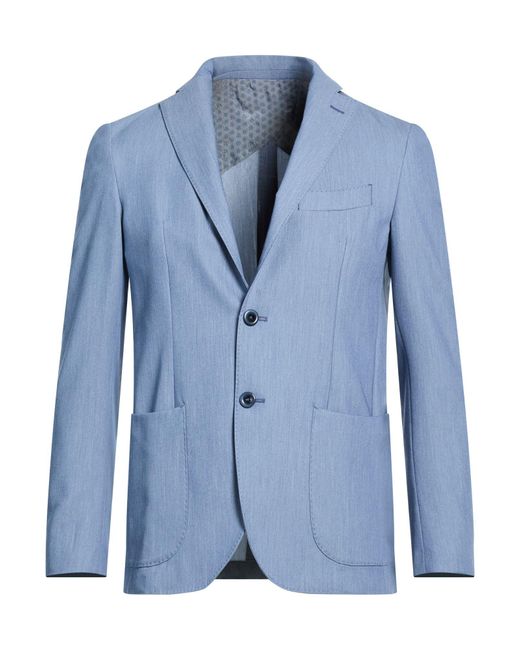 Barbati Blue Blazer Polyester, Viscose, Elastane for men