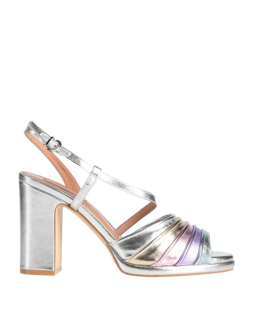 Luciano Barachini Metallic Sandals Leather, Textile Fibers