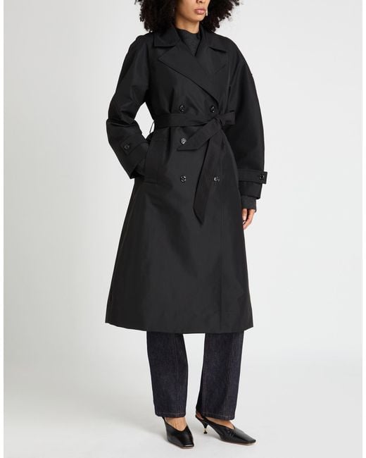 Moncler Black Overcoat & Trench Coat Polyester