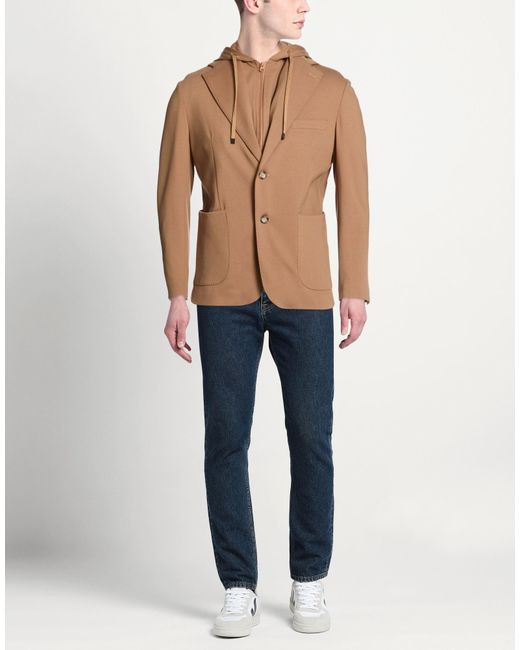 Exte Brown Camel Jacket Viscose, Nylon, Elastane for men