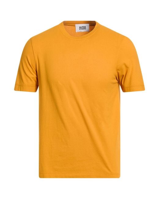 Alpha Studio Orange Marigold T-Shirt Cotton, Elastane for men