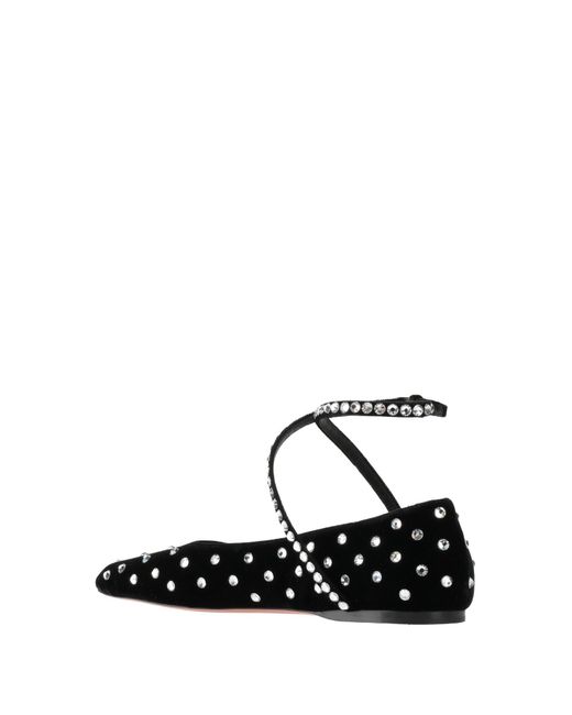 AMINA MUADDI Black Ballet Flats Textile Fibers, Crystal