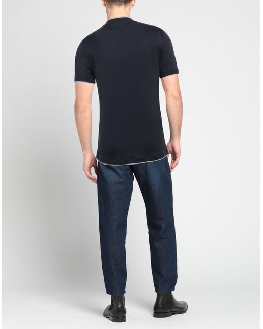 Brunello Cucinelli Blue Midnight T-Shirt Silk, Cotton for men