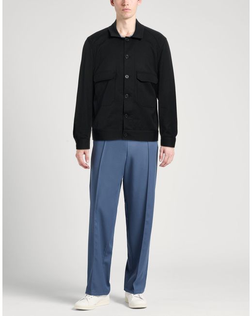 Santaniello Black Jacket Polyester, Wool, Elastane for men