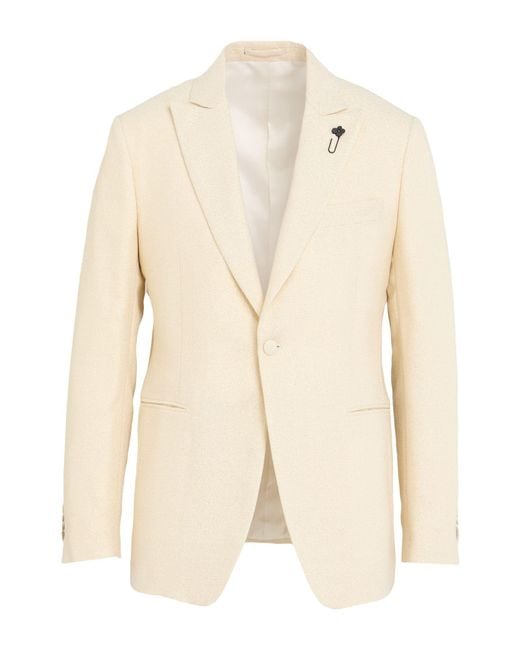 Lardini Natural Cream Blazer Wool, Polyamide, Polyester for men