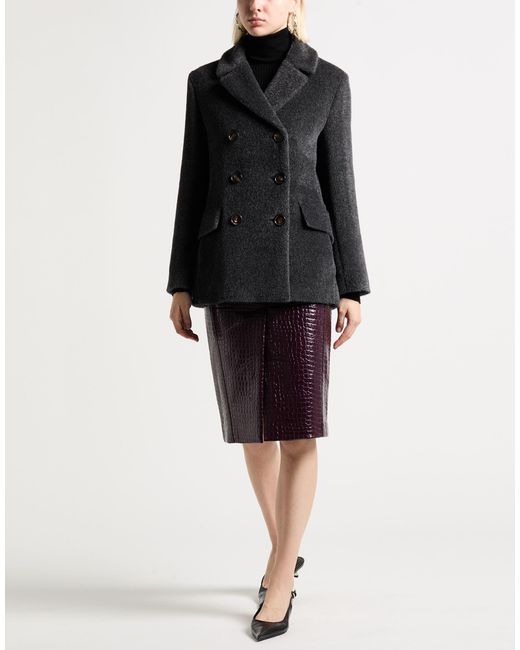 Max Mara Black Coat Alpaca Wool, Virgin Wool