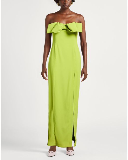Pinko Green Maxi Dress Polyester, Elastane