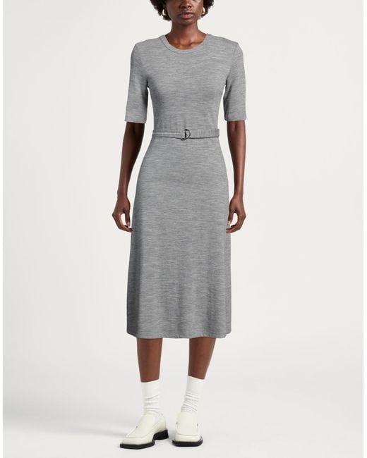 Peserico Gray Midi Dress Virgin Wool, Cotton, Polyamide