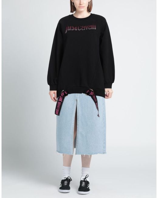 Just Cavalli Black Sweatshirt Cotton, Elastane