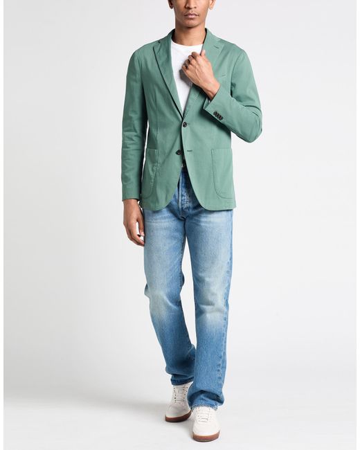Boglioli Green Blazer Cotton, Elastane for men