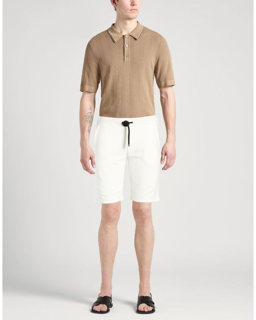 Takeshy Kurosawa White Shorts & Bermuda Shorts Cotton, Elastane for men