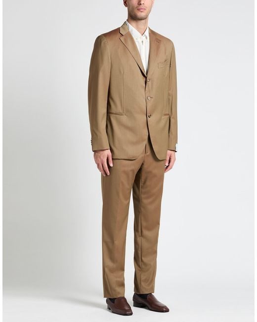 Caruso Natural Khaki Suit Super 130S Wool for men