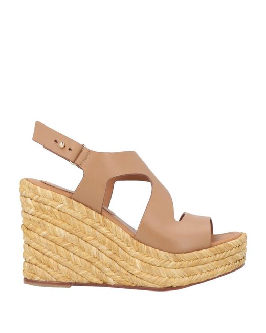 Paloma Barceló Camel Sandals Cow Leather, Natural Raffia