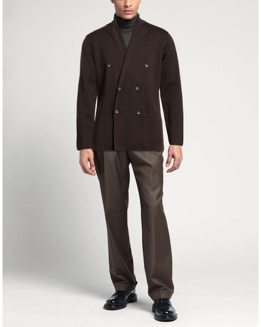 FILIPPO DE LAURENTIIS Black Dark Cardigan Merino Wool for men