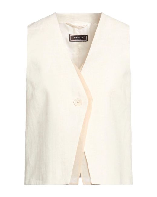 Peserico White Tailored Vest Linen, Polyester