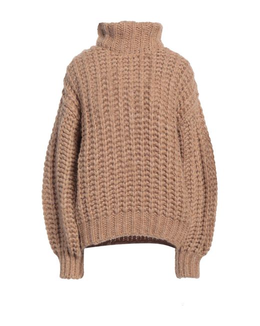 Anine Bing Brown Camel Turtleneck Merino Wool, Baby Alpaca Wool, Polyamide
