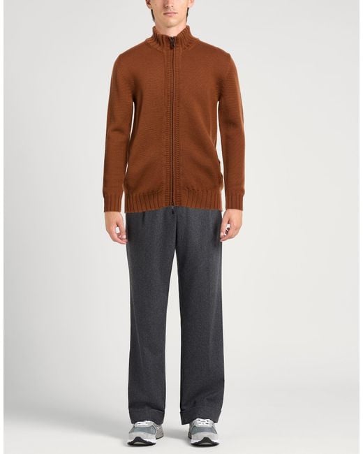 Alpha Studio Brown Cardigan Merino Wool for men