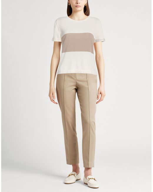 Max Mara White Two-Tone Cotton Crewneck Sweater