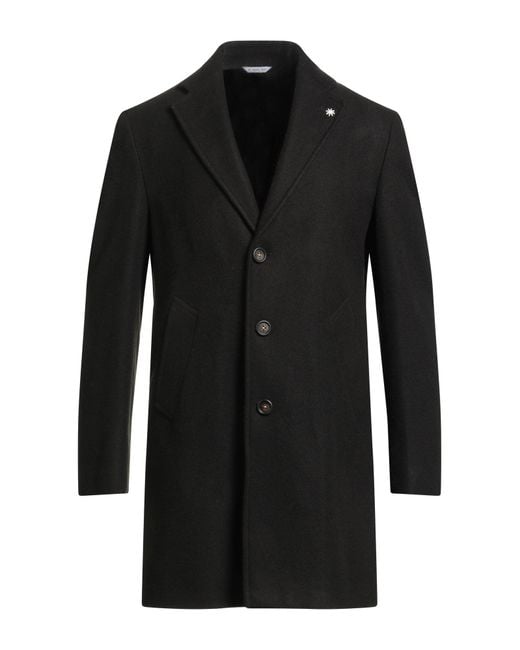 Manuel Ritz Black Coat Polyester, Acetate, Wool for men