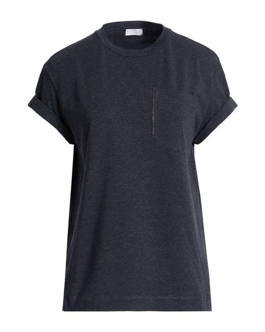 Brunello Cucinelli Black T-Shirt Cotton, Elastane