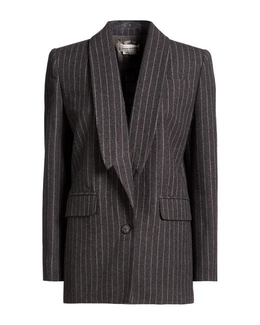 McQueen Black Charcoal Blazer Wool