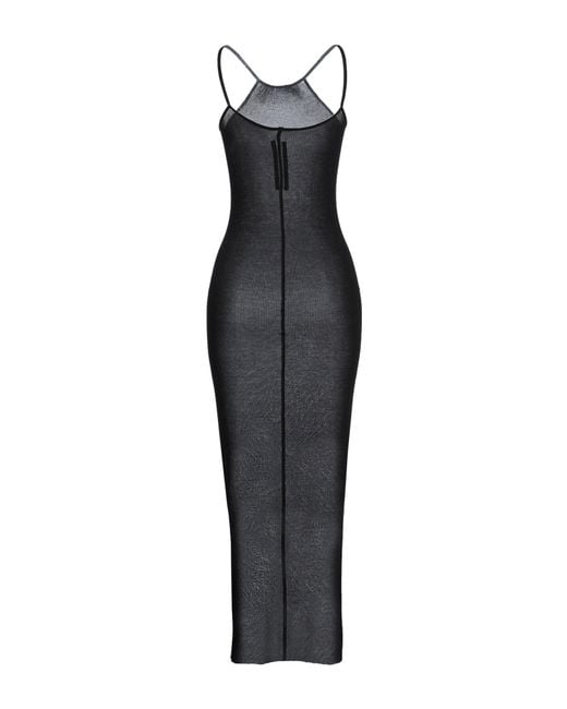 Rick Owens Black Midi Dress Viscose, Silk