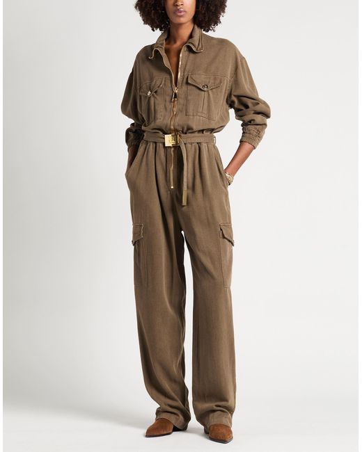 Elisabetta Franchi Natural Khaki Jumpsuit Lyocell