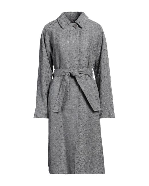 Herno Gray Overcoat & Trench Coat Polyester, Viscose, Wool, Polyamide, Metallic Fiber