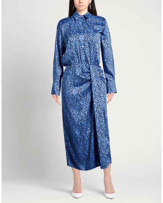 Marella Blue Midi Dress Polyester