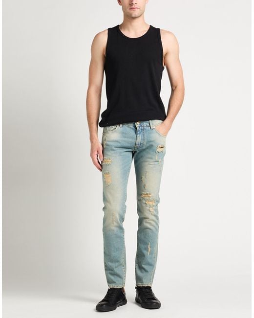 Dolce & Gabbana Blue Jeans Cotton, Leather for men