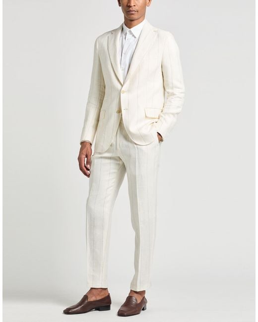Eleventy White Platinum Suit Linen, Wool, Silk for men