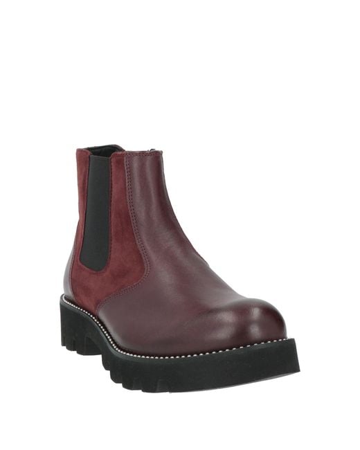 Cerruti 1881 Brown Burgundy Ankle Boots Cow Leather, Goat Skin
