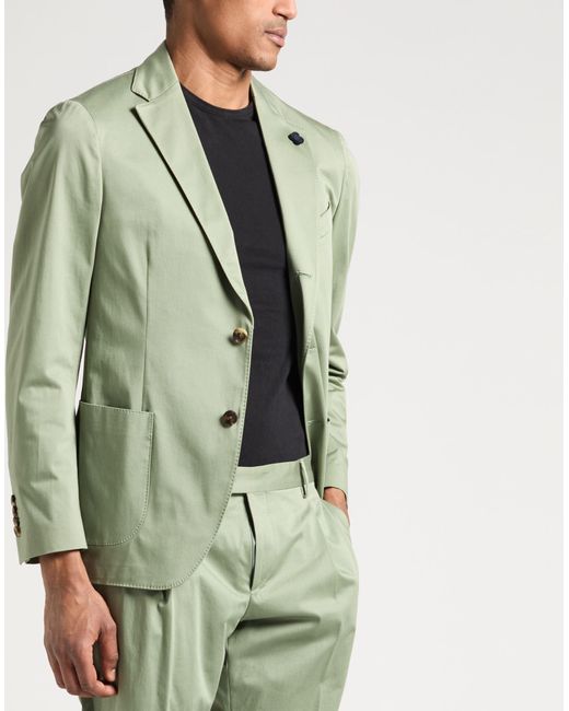 Lardini Green Suit Cotton, Elastane for men