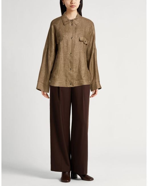 Herno Brown Jacket Linen, Metal Fiber, Polyamide