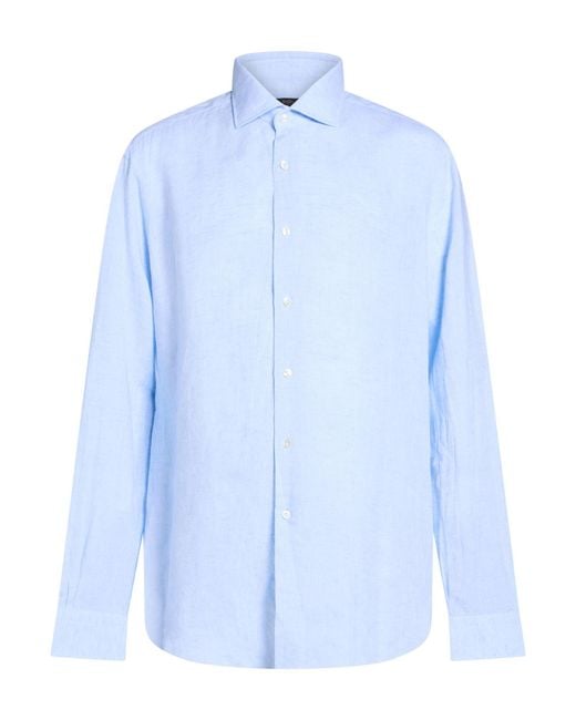 Barba Napoli Blue Culto Sky Shirt Linen for men