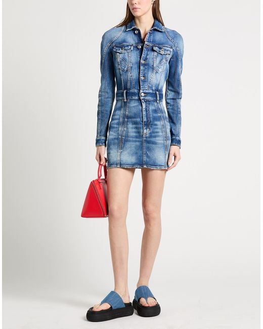 DSquared² Blue Mini Dress Cotton, Elastane