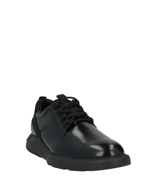 Hogan Black Lace-Up Shoes Leather, Textile Fibers for men