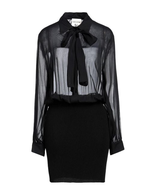 Semicouture Black Mini Dress Virgin Wool, Silk, Acetate