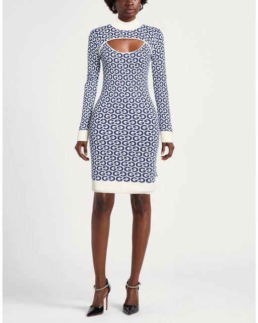 Guess Blue Mini Dress Viscose, Polyamide
