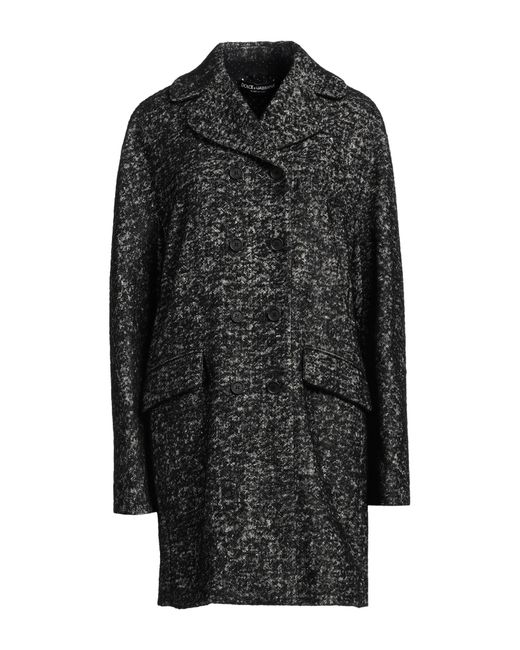 Dolce & Gabbana Black Coat Wool, Cotton, Polyamide, Linen