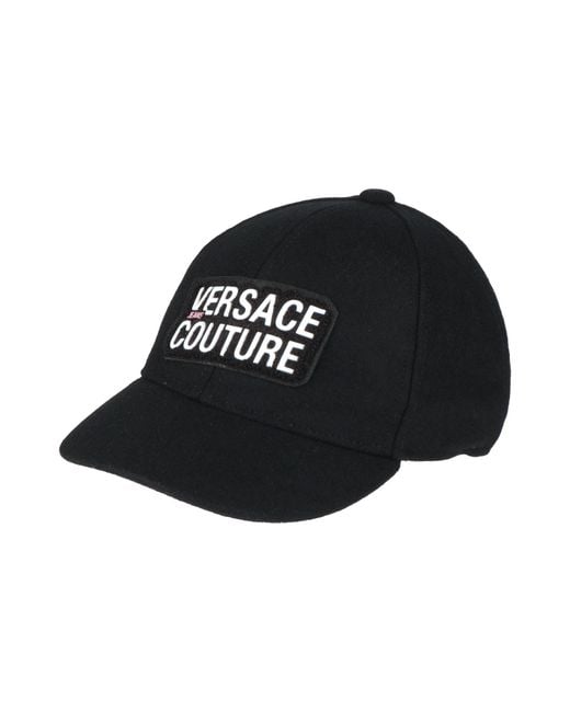 Versace Jeans Couture Black Hat Wool, Polyester for men