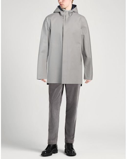 Herno Gray Overcoat & Trench Coat Cotton, Elastane for men