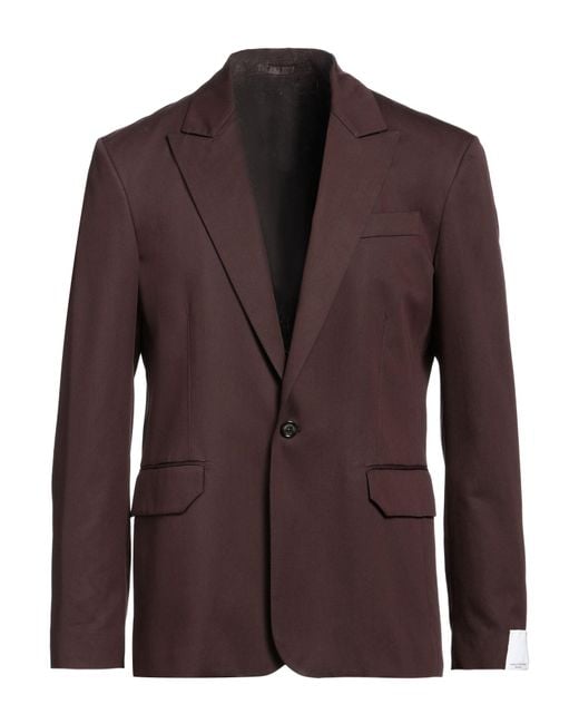 Paolo Pecora Brown Blazer Lyocell, Cotton for men