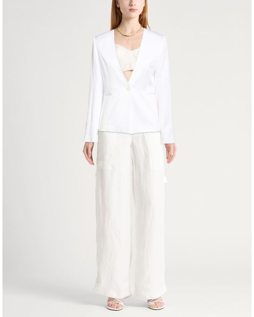 Trussardi White Blazer Cotton, Polyester, Elastane