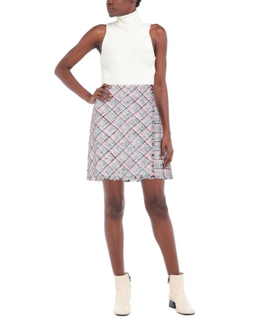 Karl Lagerfeld Gray Fuchsia Mini Skirt Cotton, Acrylic, Polyamide, Polyester, Viscose