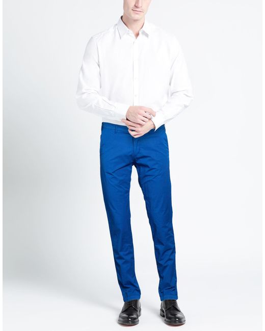40weft Blue Pants Cotton, Elastane for men