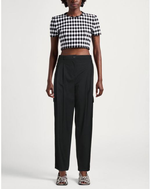 Semicouture Black Pants Polyester, Virgin Wool, Elastane