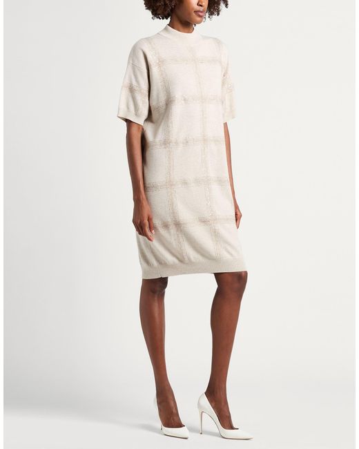 Brunello Cucinelli Natural Midi Dress Virgin Wool, Cashmere, Silk